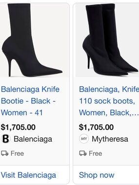 SIZE 38.5 Balenciaga Black Knit Pointed Sock Booties